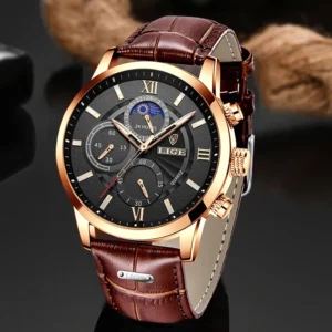 2025 New Lige Men’s Luxury Leather Waterproof Watch