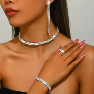5pcs Luxurious Rhinestone Women’s Jewelry Set