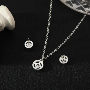 4pcs Zirconia Bright Silver Plated Jewelry Set