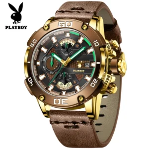 PLAYBOY Chronographic waterproof Casual Leather Strap